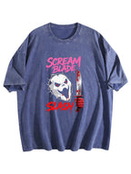 Scream Blade Slash Horror Graphic Washed T-Shirt