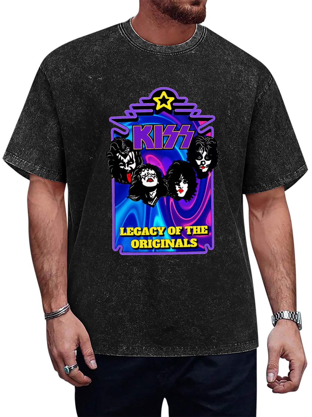 Vintage Washed KISS Legacy of the Originals Graphic T-Shirt