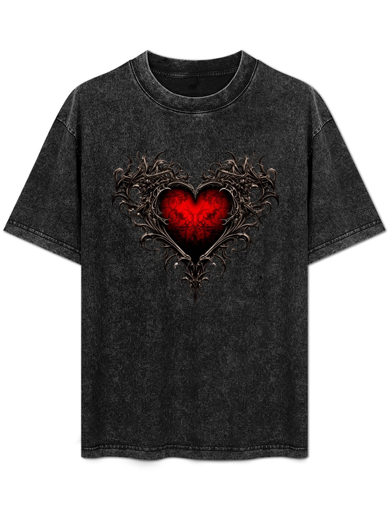 Vintage Washed Gothic Red Heart Graphic T-Shirt