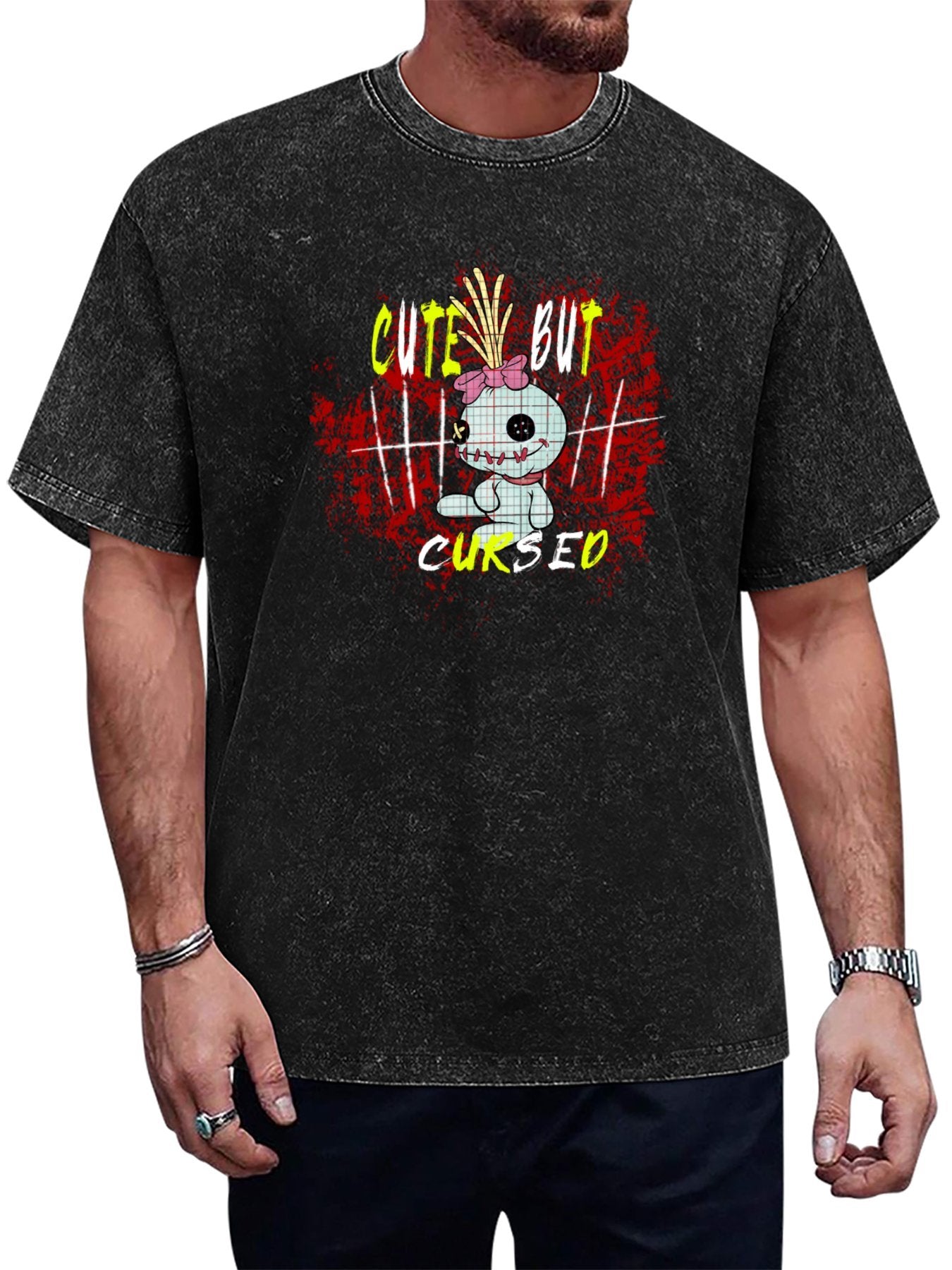 Cute but Cursed Doll Graphic Washed T-Shirt