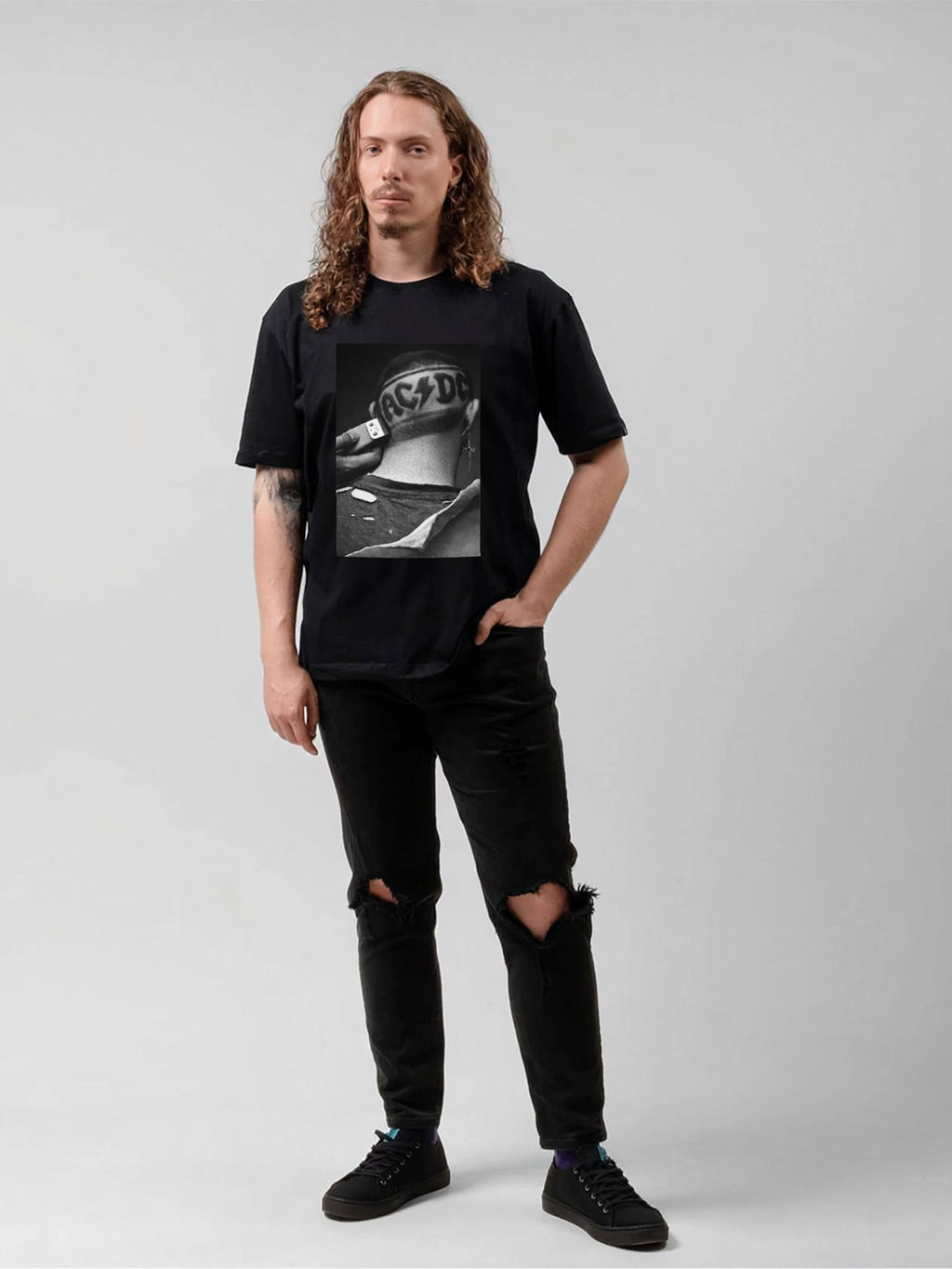 AC/DC Shaved Hair Portrait Vintage Rock T-Shirt