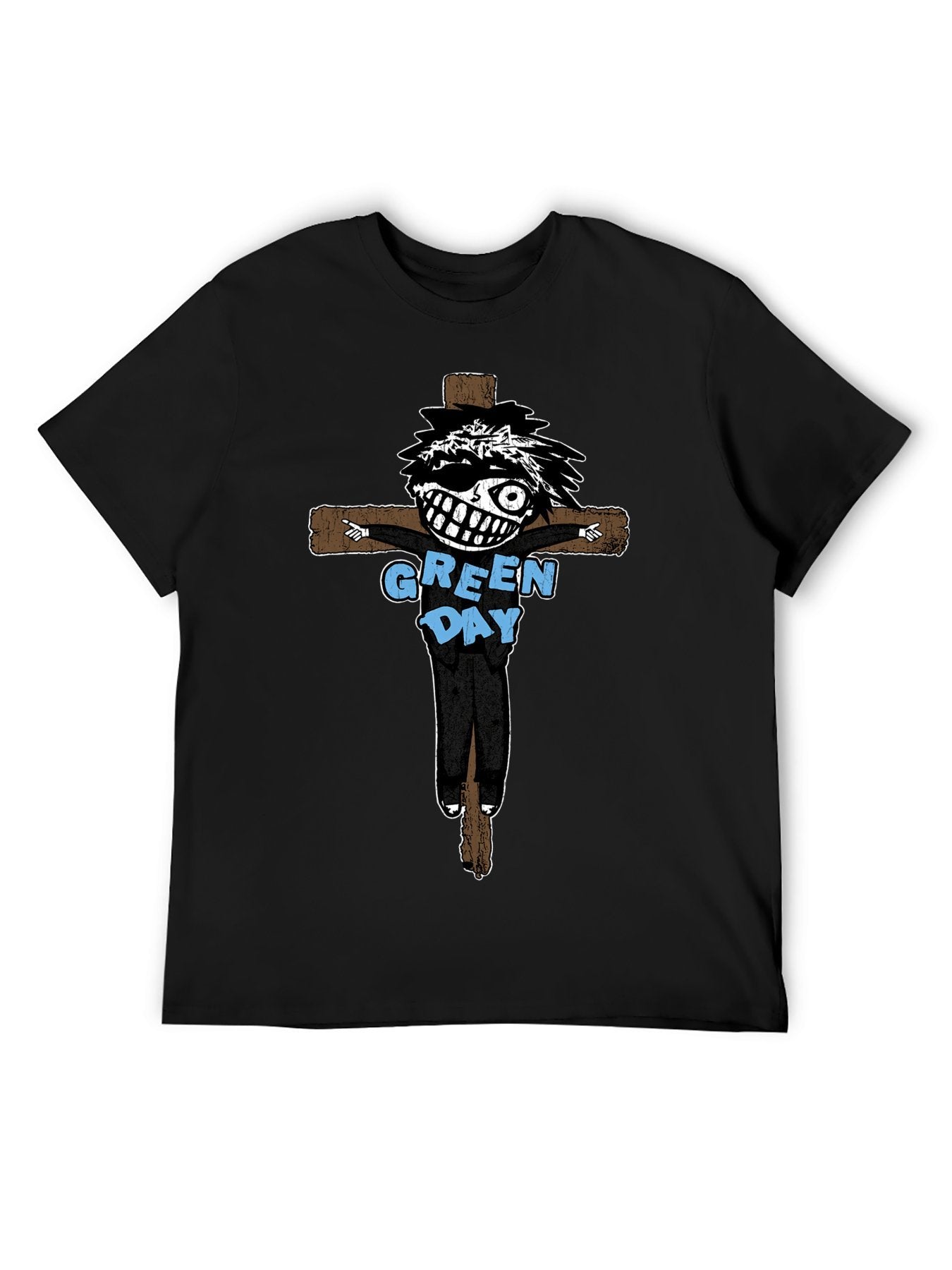 Green Day Punk Cartoon Skull Graphic T-Shirt