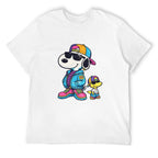 Cool Cartoon Dog and Bird Graphic Black T-Shirt