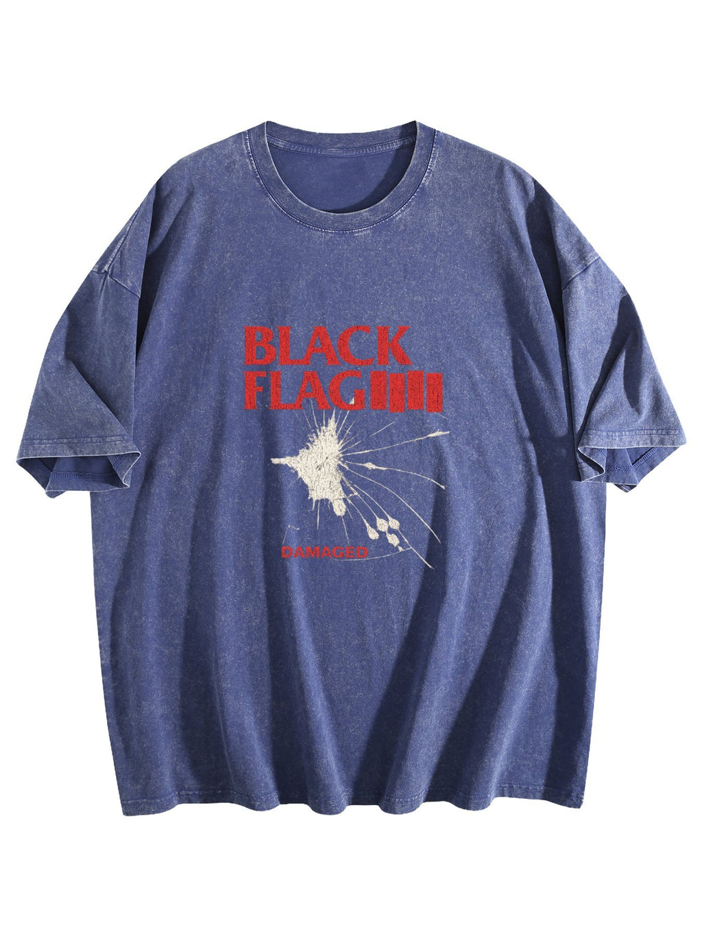 Black Flag Damaged Graphic Washed T-Shirt