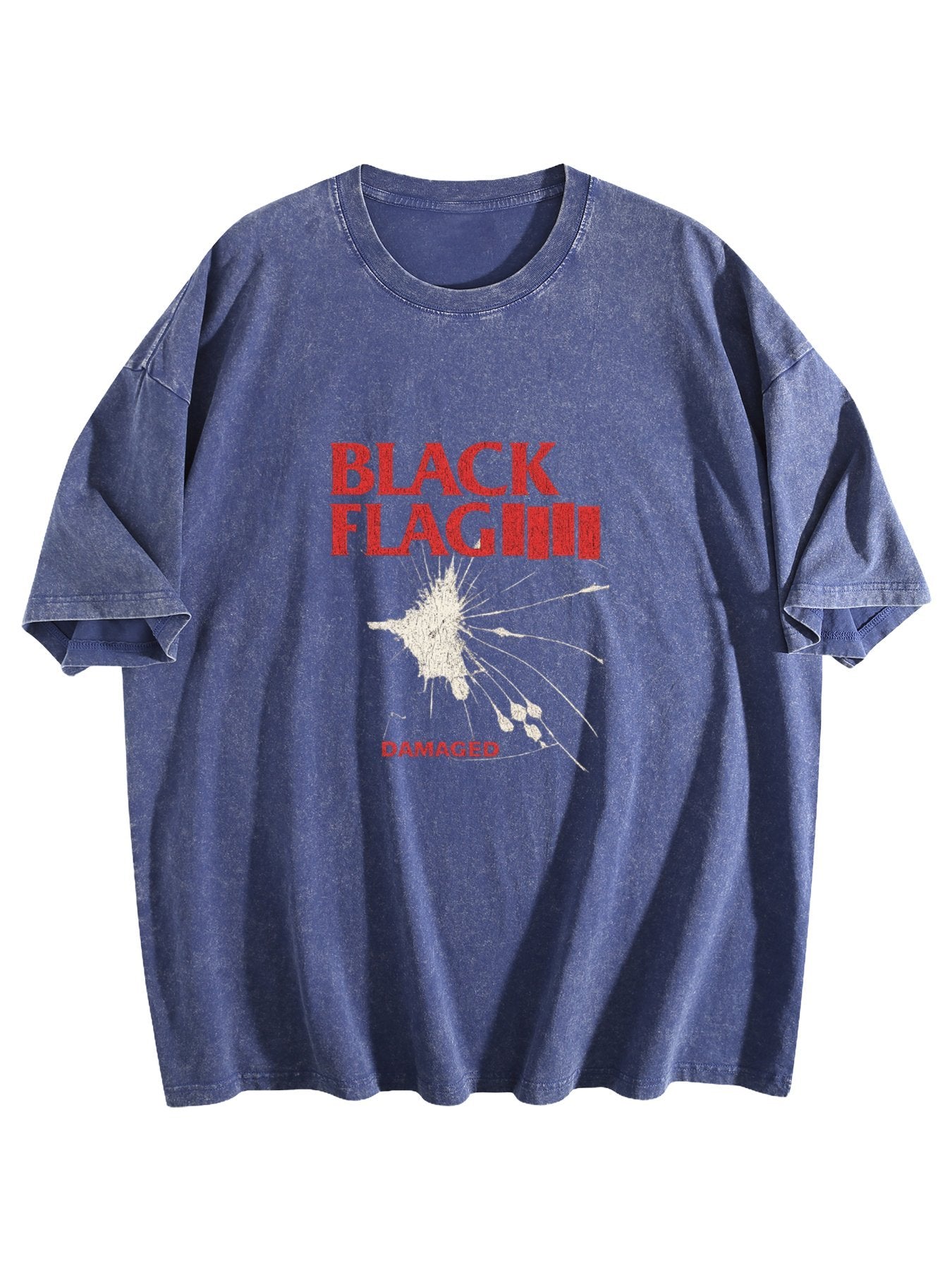 Black Flag Damaged Graphic Washed T-Shirt