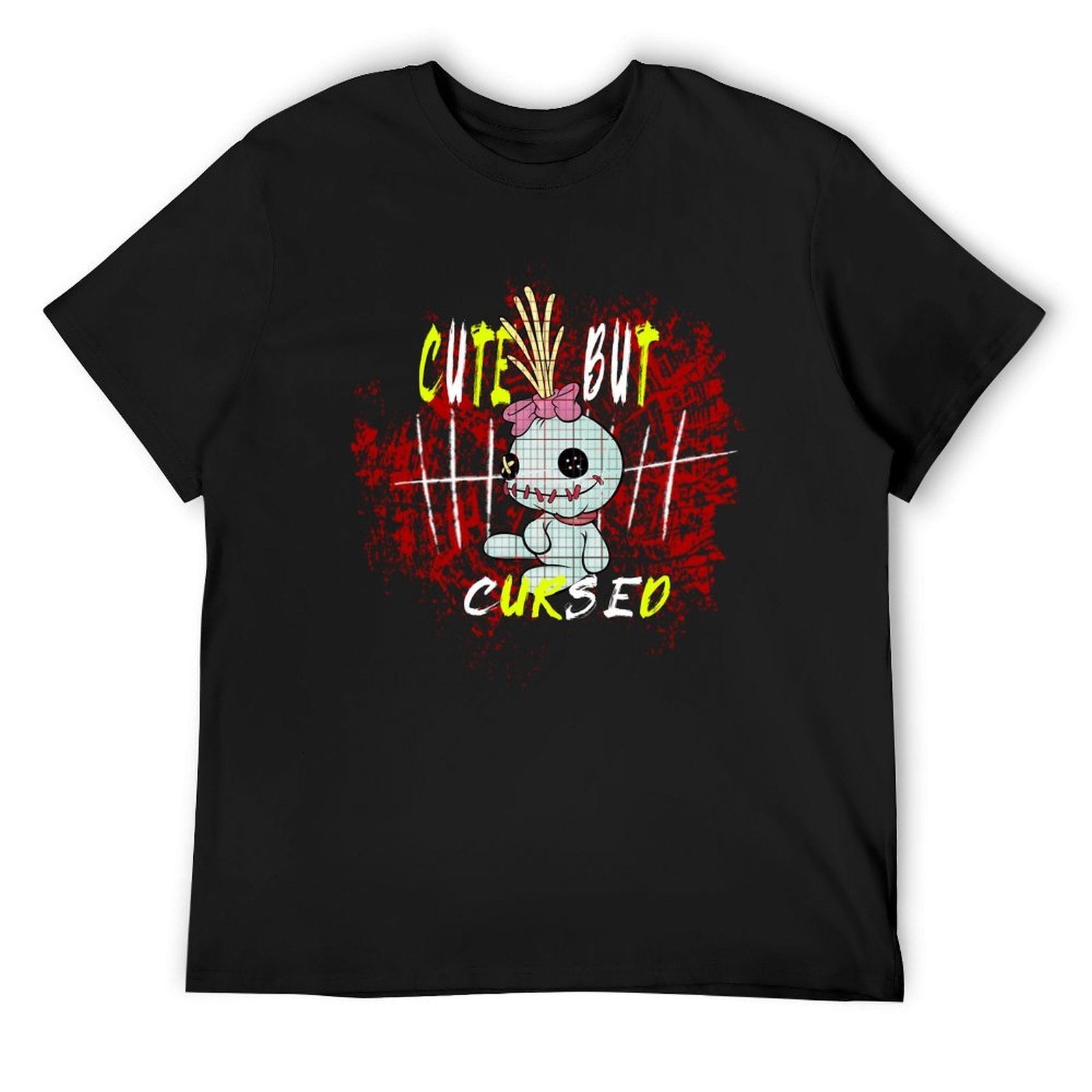 Cute but Cursed Doll Graphic Black T-Shirt