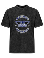 Aerosmith Blue Army Boston 1970 Winged Logo Graphic T-Shirt
