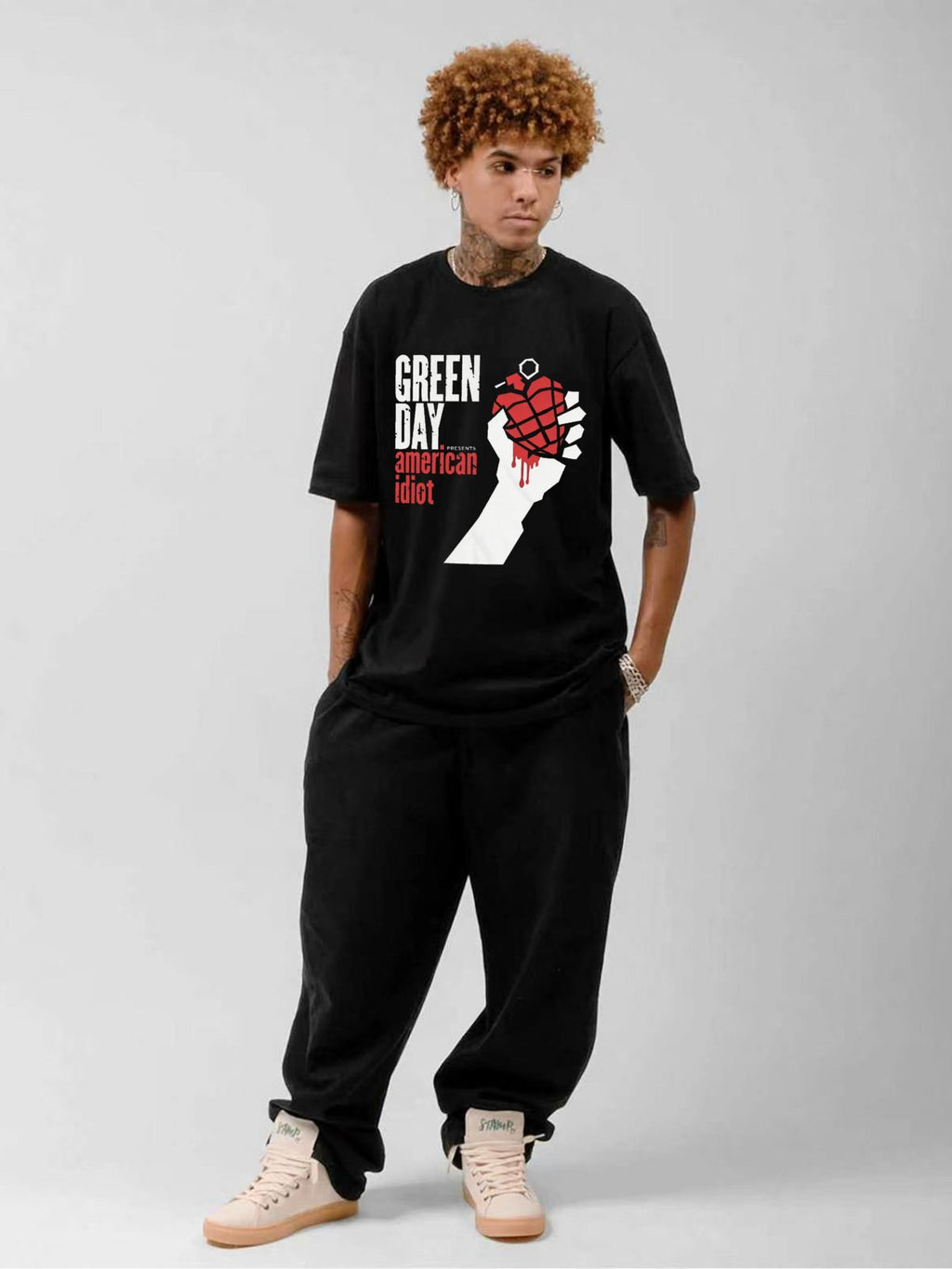 Green Day American Idiot Heart Grenade Graphic T-Shirt