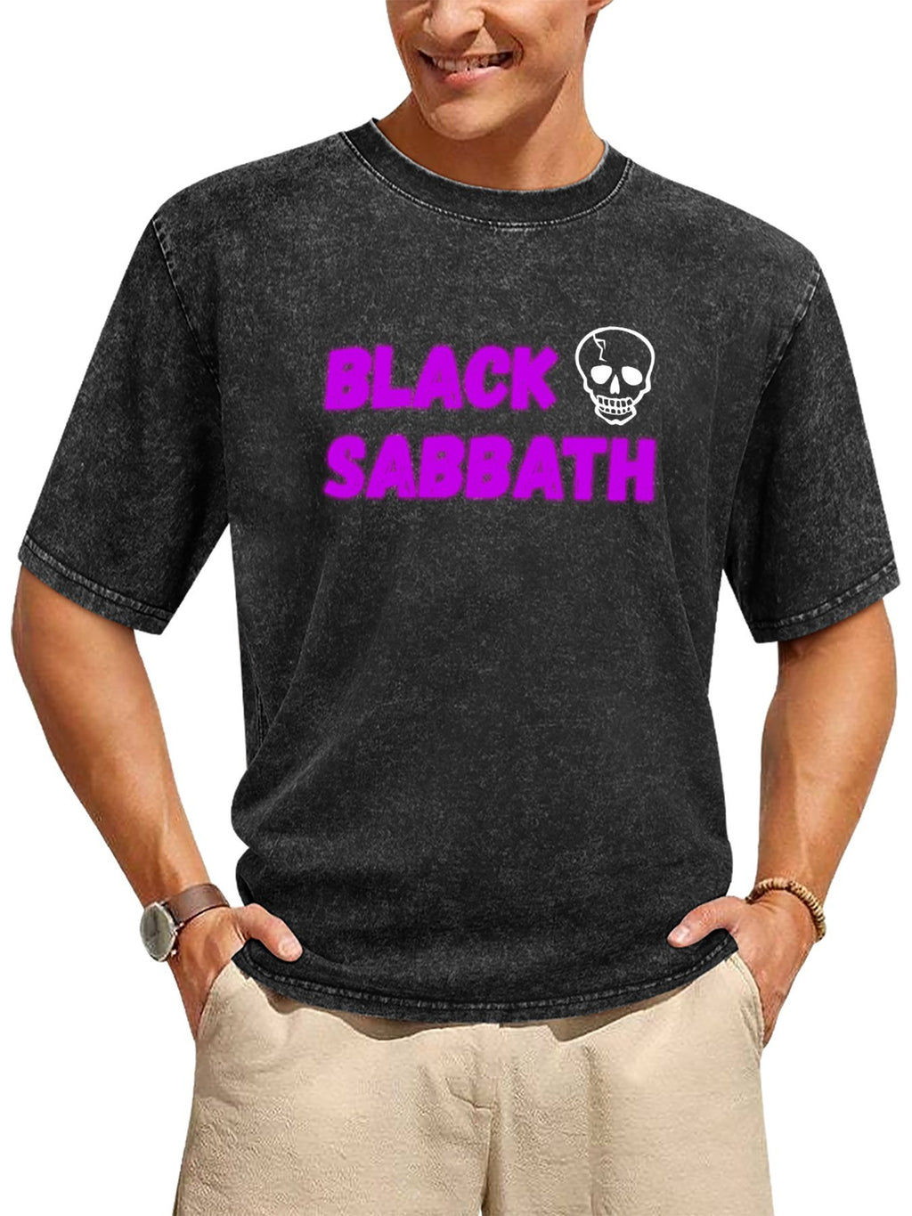 Vintage Washed Black Sabbath Skull Graphic T-Shirt