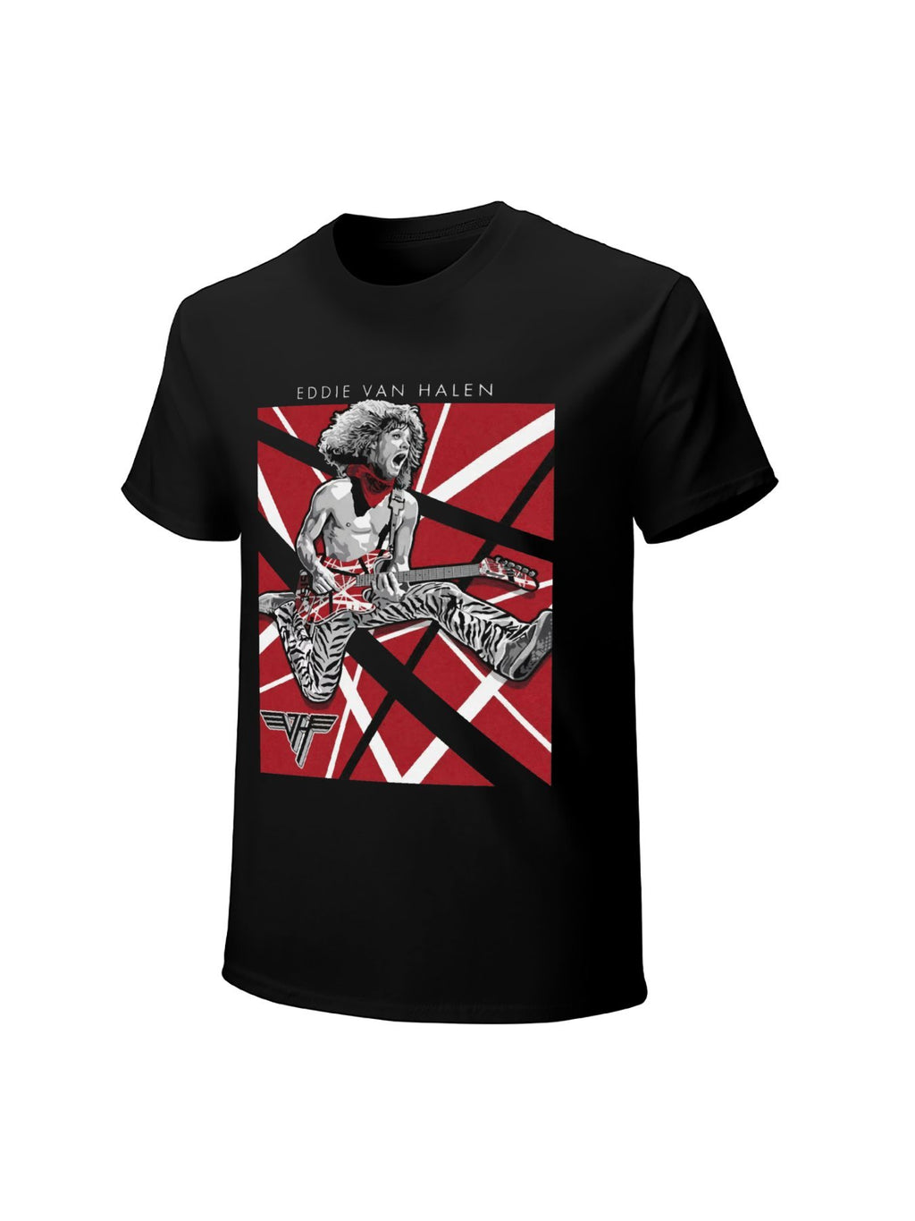 Eddie Van Halen Jumping Guitarist Red Stripe T-Shirt