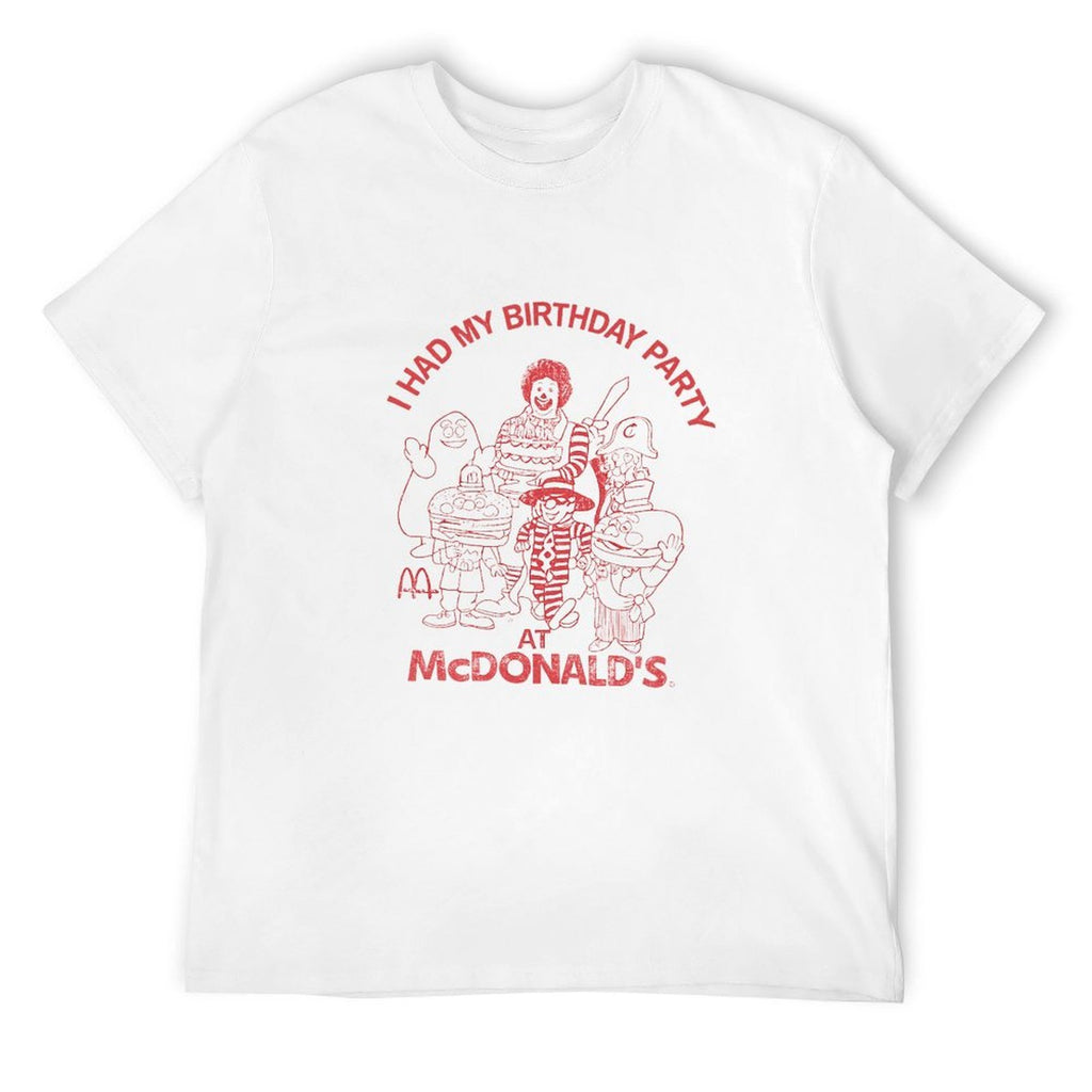 Birthday Party Cartoon Graphic White T-Shirt