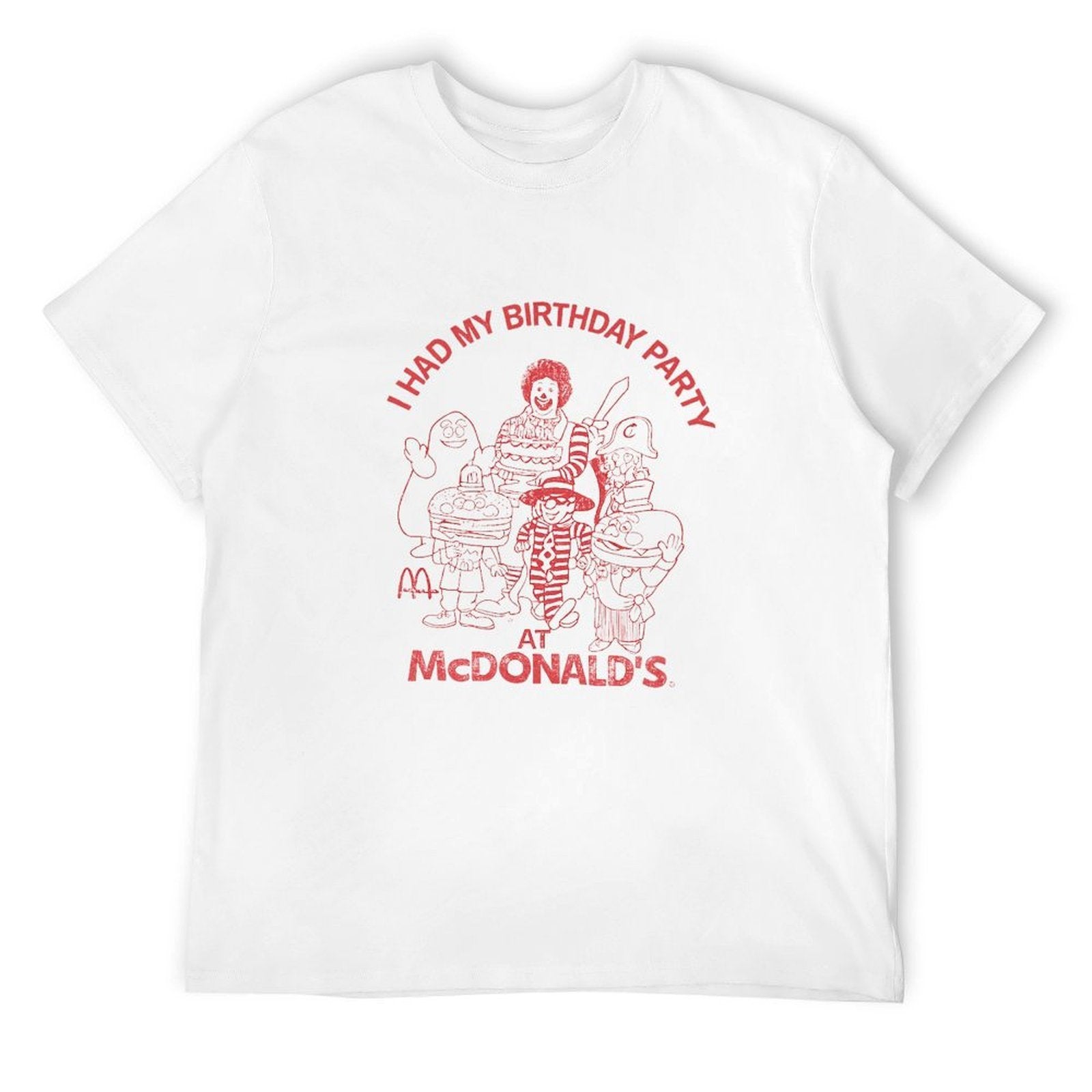 Birthday Party Cartoon Graphic White T-Shirt
