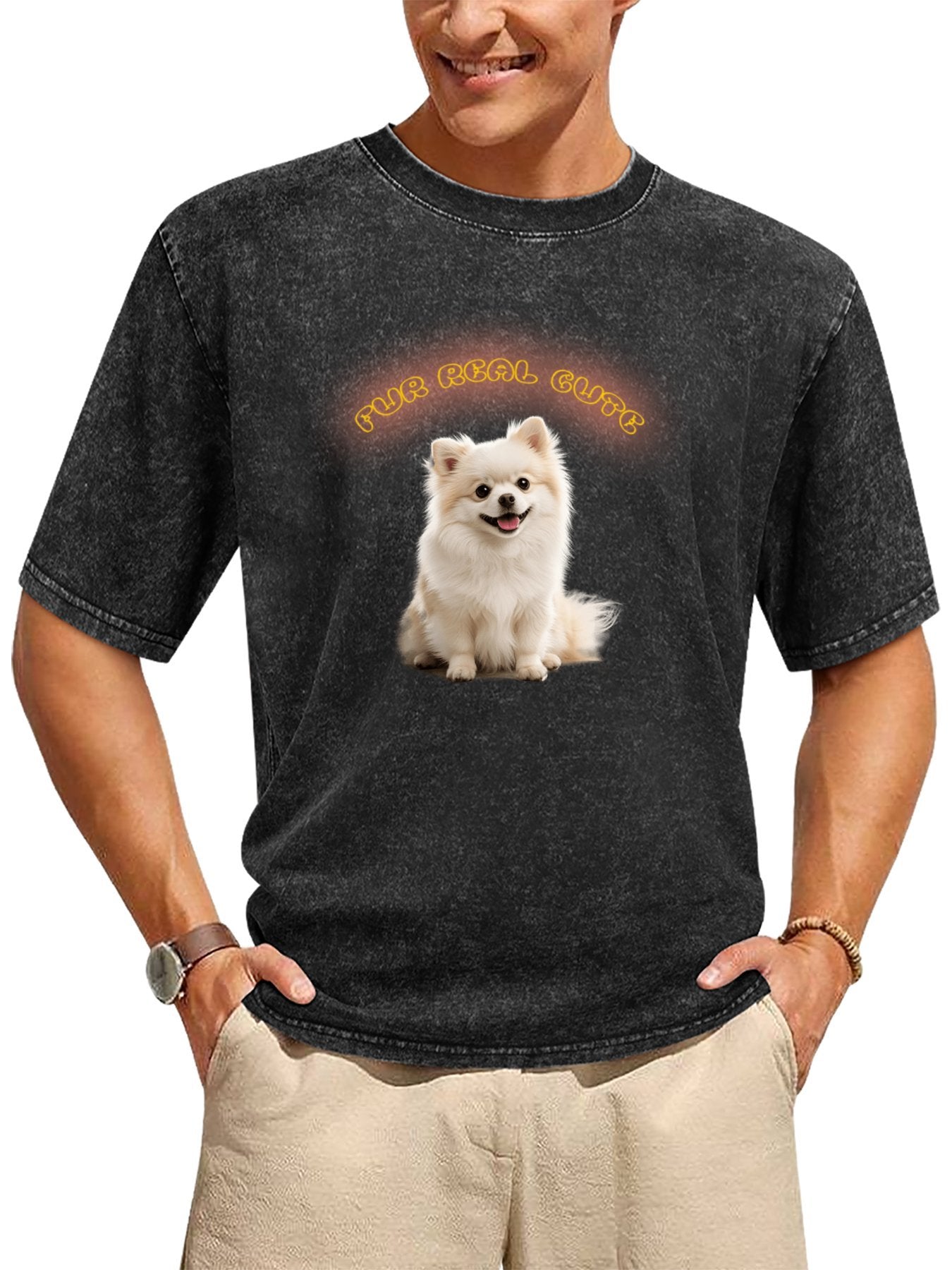 Fur Real Cute Dog Vintage Washed T-Shirt