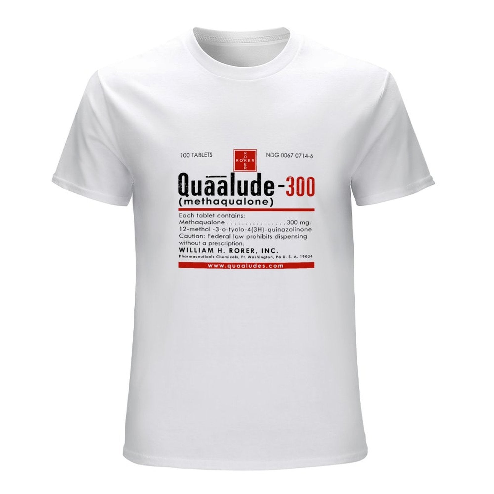 Quaalude 300 Vintage Label Graphic White T-Shirt