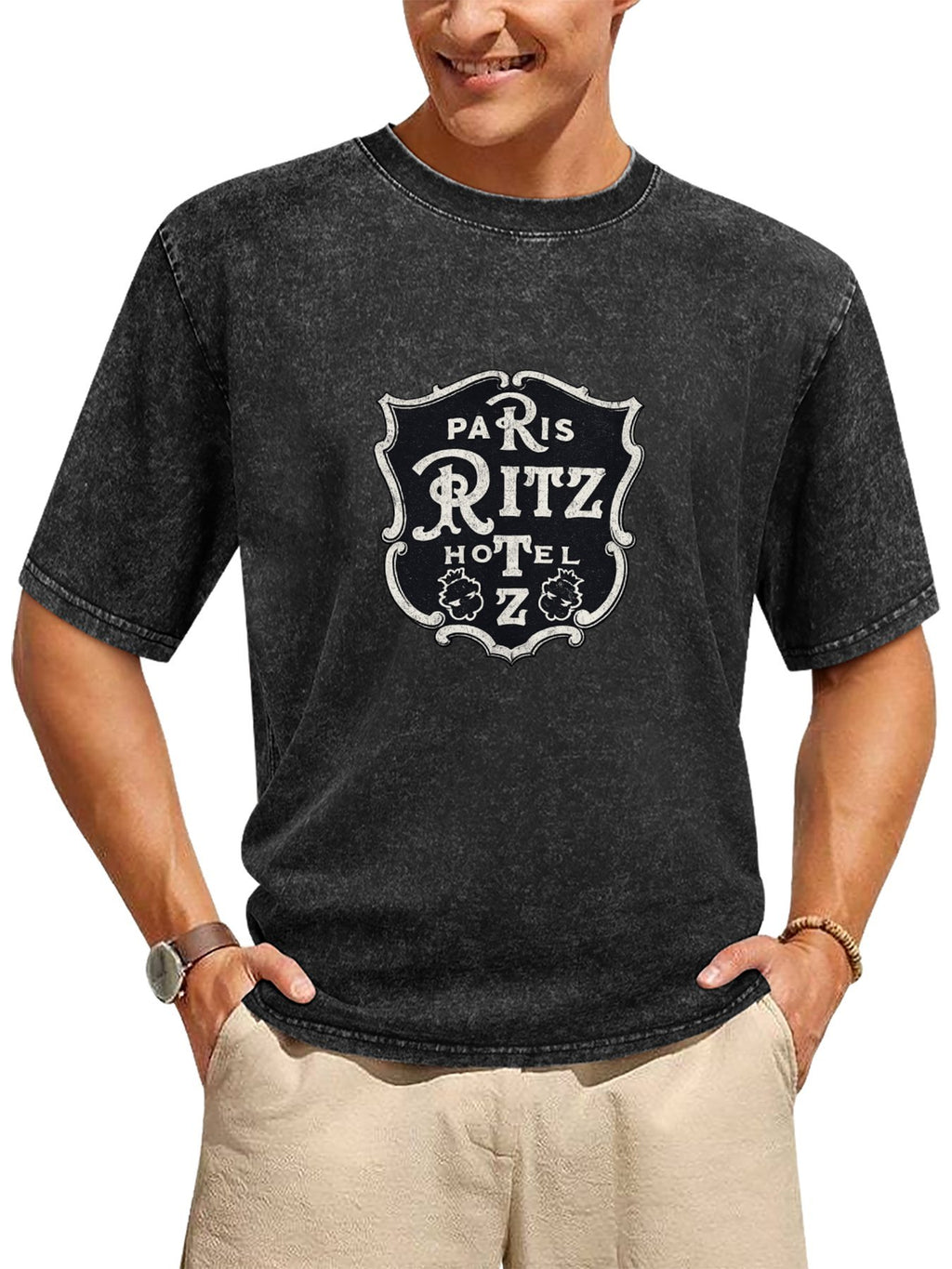Paris Ritz Hotel Crest Graphic Washed T-Shirt