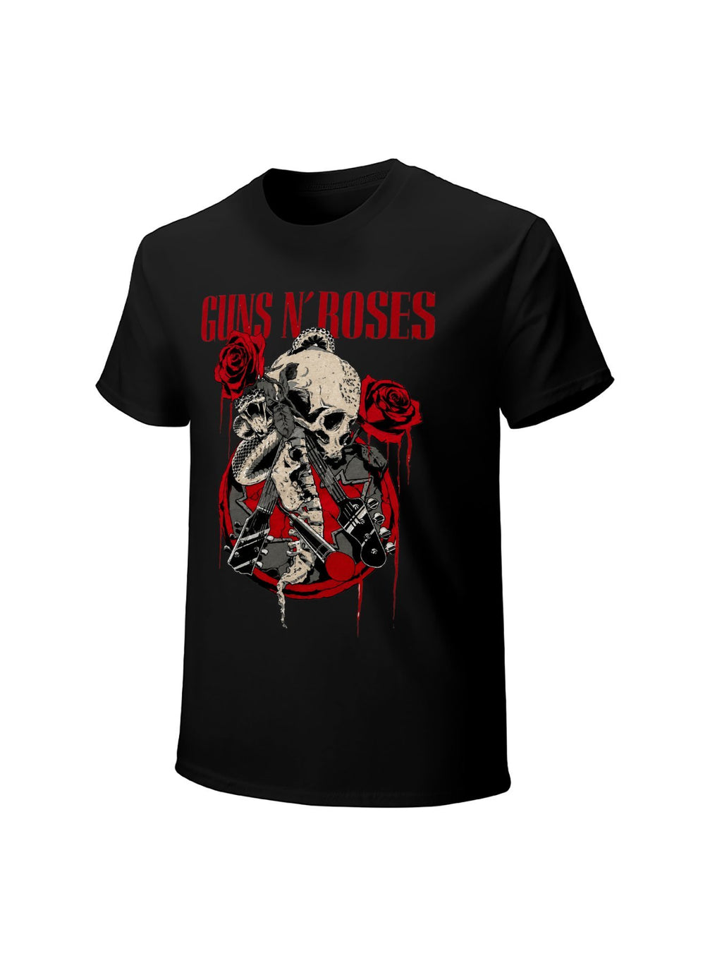 Guns N’ Roses Skull Guitar Rose Graphic T-Shirt