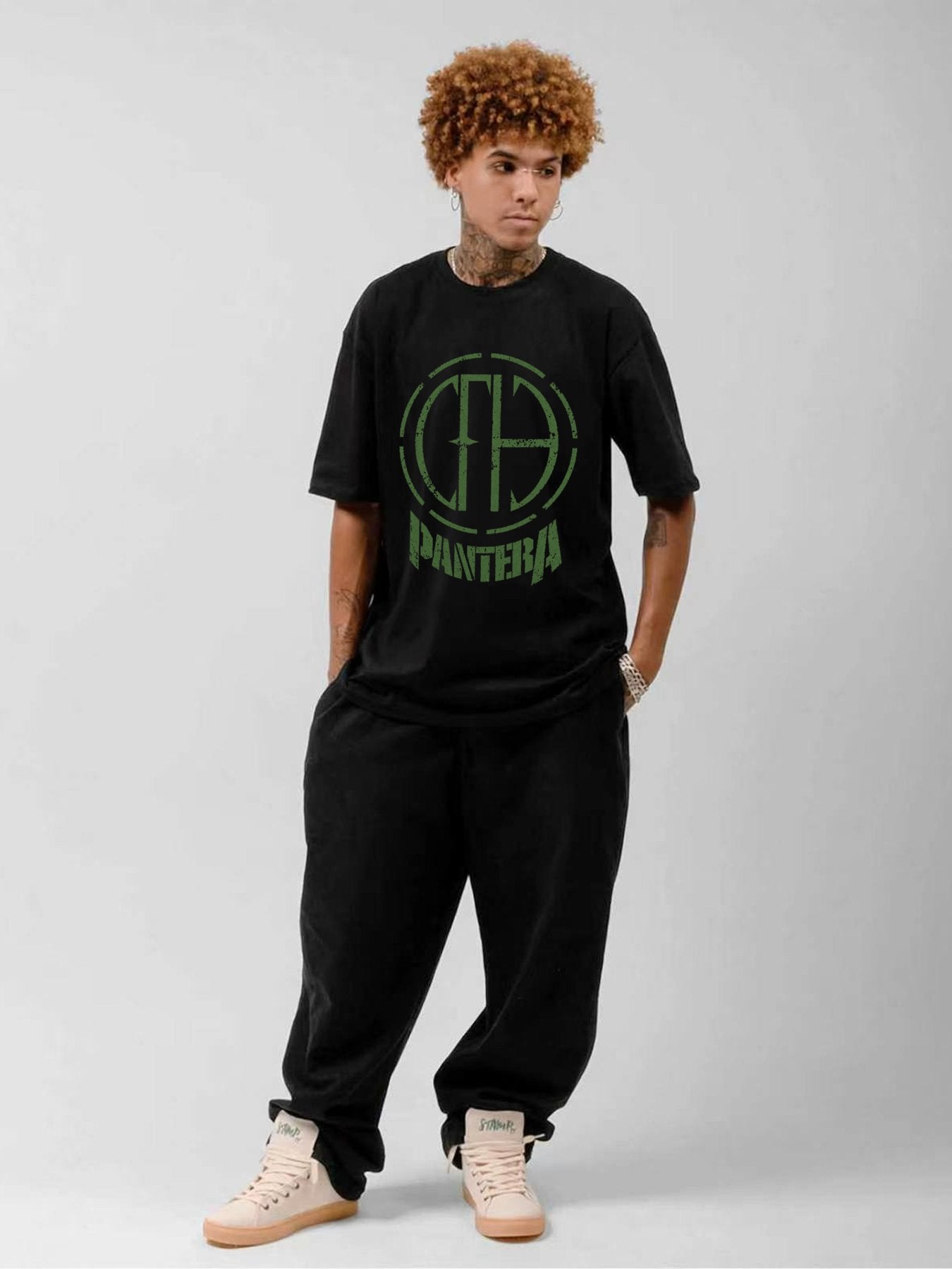 Pantera Green Emblem Logo Graphic T-Shirt