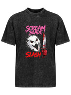 Scream Blade Slash Horror Graphic Washed T-Shirt
