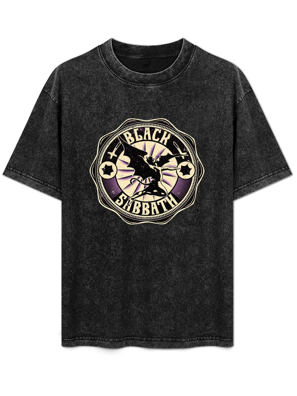 Vintage Washed Black Sabbath Winged Demon Crest Graphic T-Shirt