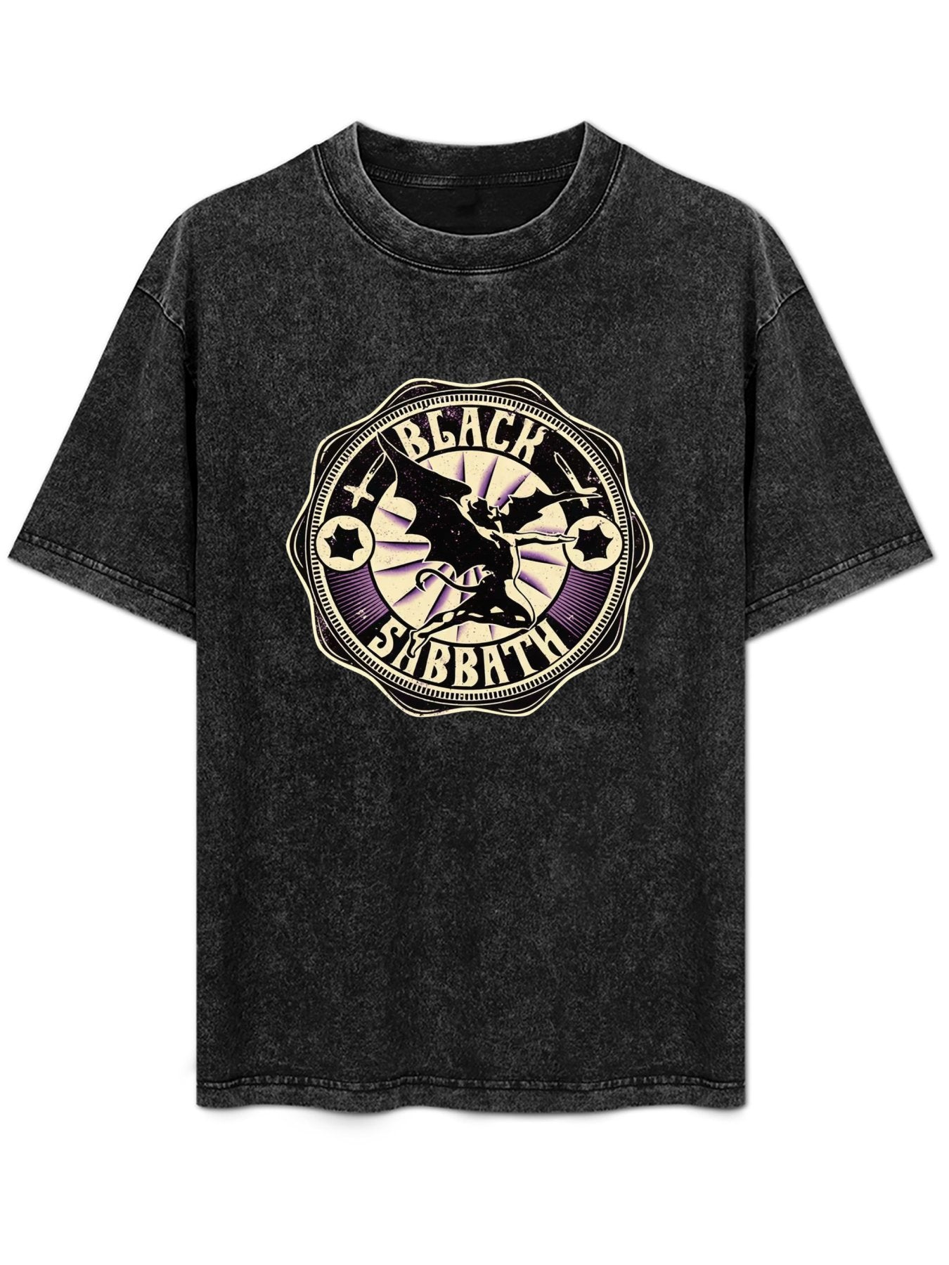 Vintage Washed Black Sabbath Winged Demon Crest Graphic T-Shirt