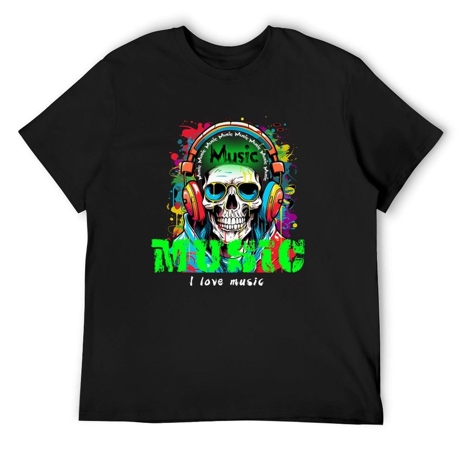 Colorful Music Skull Graphic T-Shirt Main image