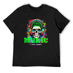 Colorful Music Skull Graphic T-Shirt
