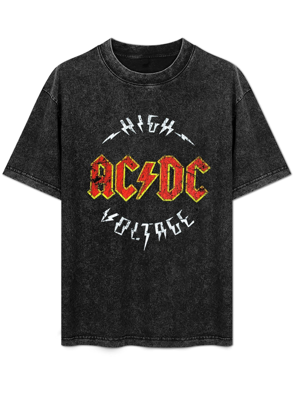 Vintage Washed AC/DC Distressed Logo Graphic T-Shirt