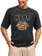 KISS Leopard Print Lips Graphic T-Shirt
