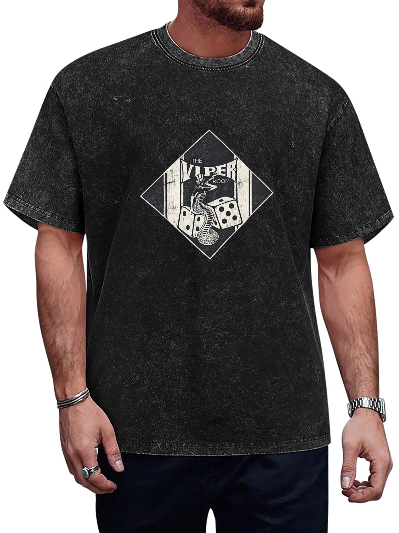 The Viper Room Snake and Dice Graphic Washed T-Shirt