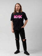 AC/DC Pink Metallic Logo Graphic T-Shirt