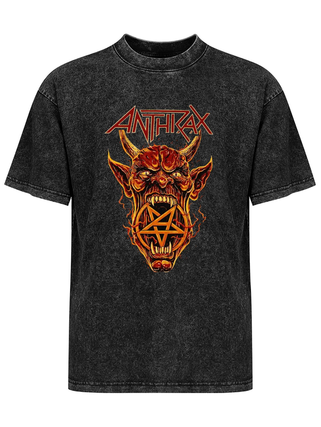 Vintage Washed Anthrax Demon Pentagram Graphic T-Shirt
