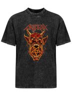 Vintage Washed Anthrax Demon Pentagram Graphic T-Shirt
