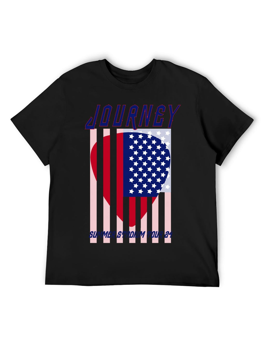 Journey USA Flag Heart Summer Stadium Tour 2024 Graphic T-Shirt