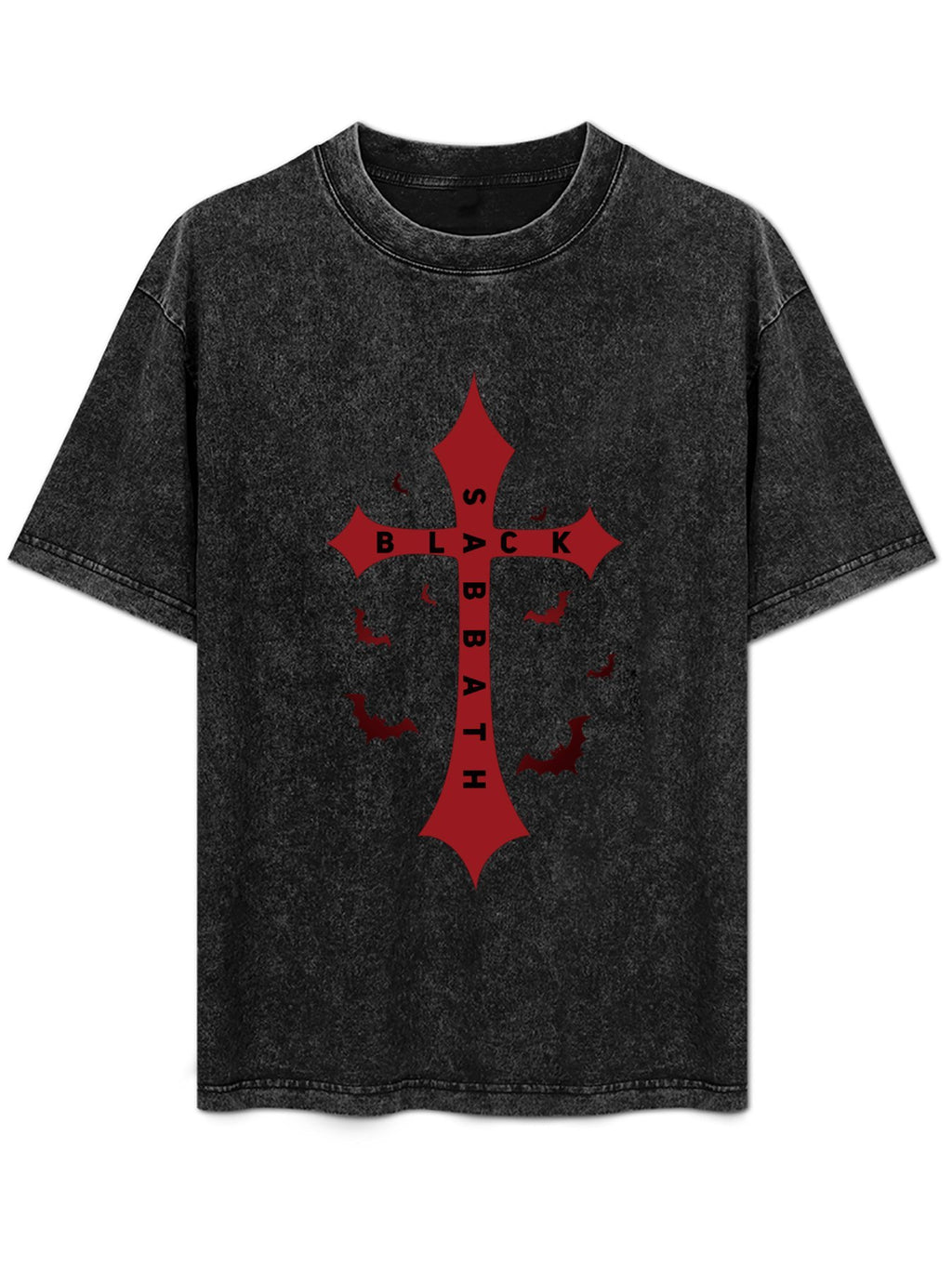 Vintage Washed Black Sabbath Cross Graphic T-Shirt