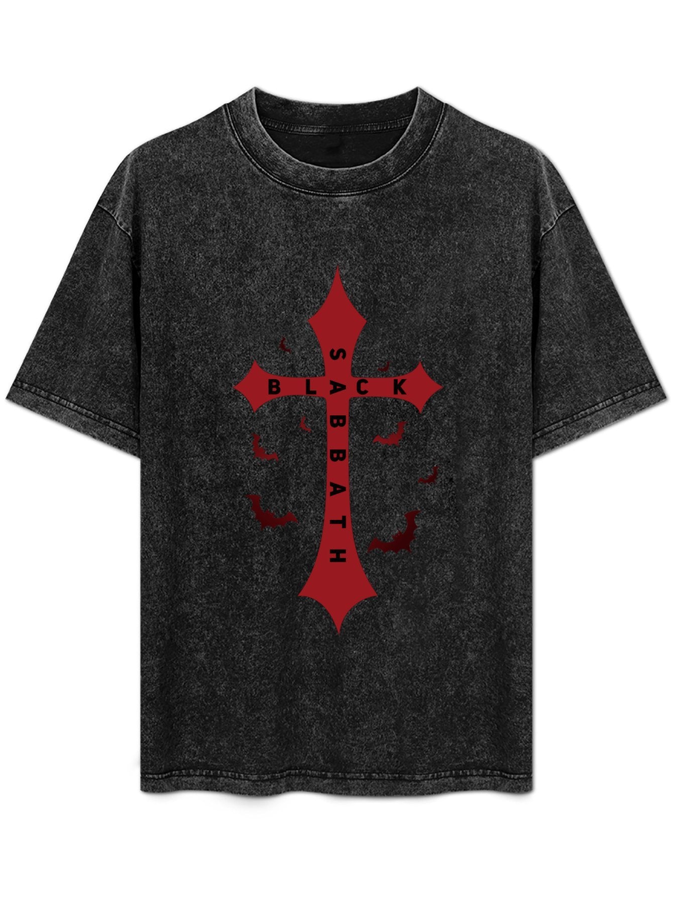 Vintage Washed Black Sabbath Cross Graphic T-Shirt