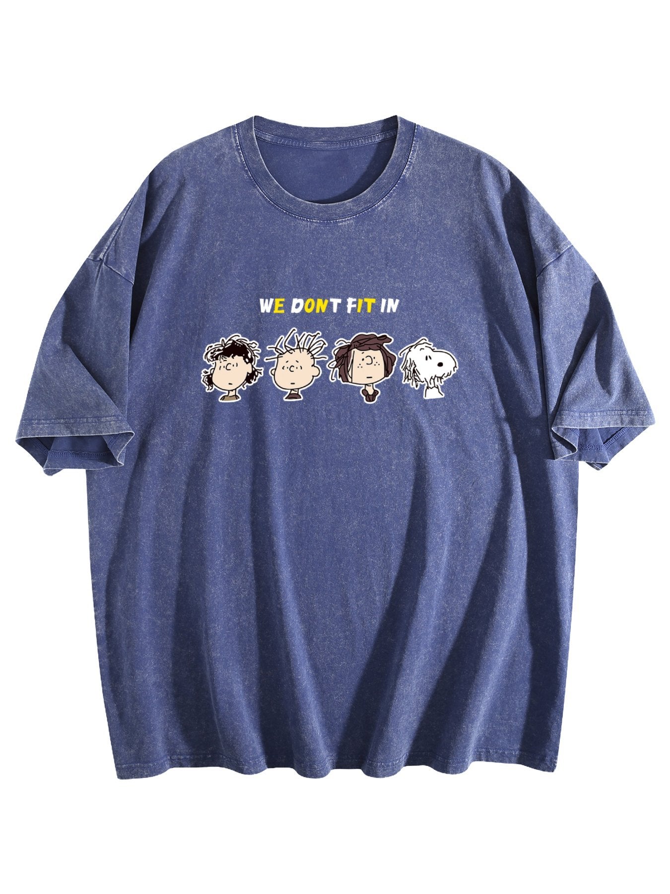 We Don't Fit In Cartoon Graphic Washed T-Shirt Secondary image