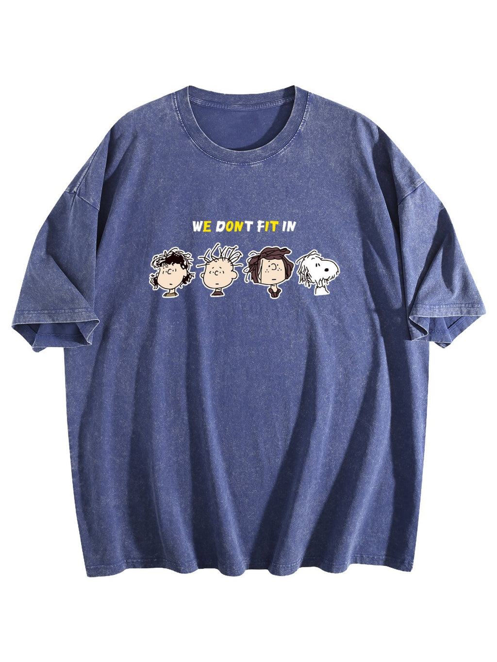 We Don't Fit In Cartoon Graphic Washed T-Shirt