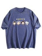 We Don't Fit In Cartoon Graphic Washed T-Shirt