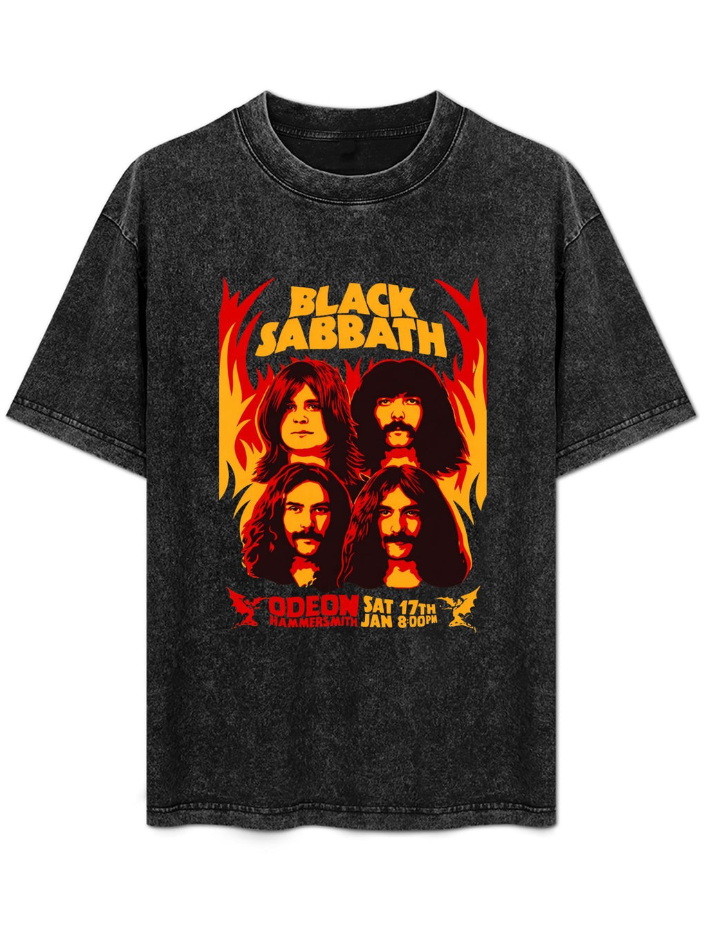 Vintage Washed Black Sabbath Hammersmith Concert Graphic T-Shirt