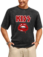 KISS Red Lips Drip Vintage Graphic T-Shirt