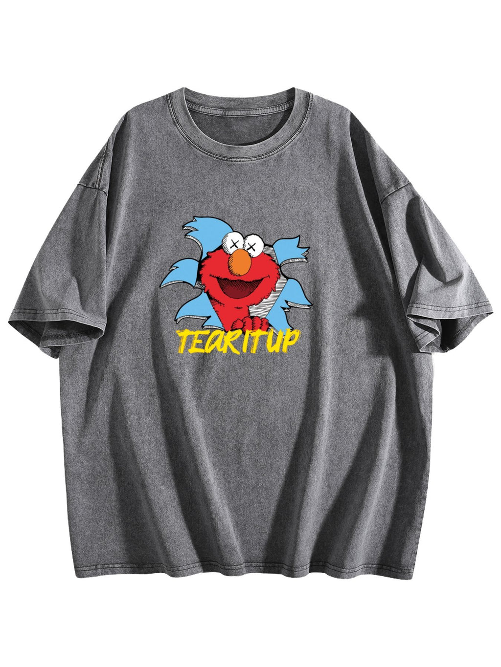 Tear It Up Cartoon Graphic Washed T-Shirt