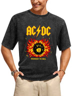 Vintage Washed AC/DC Highway to Hell Flame Graphic T-Shirt