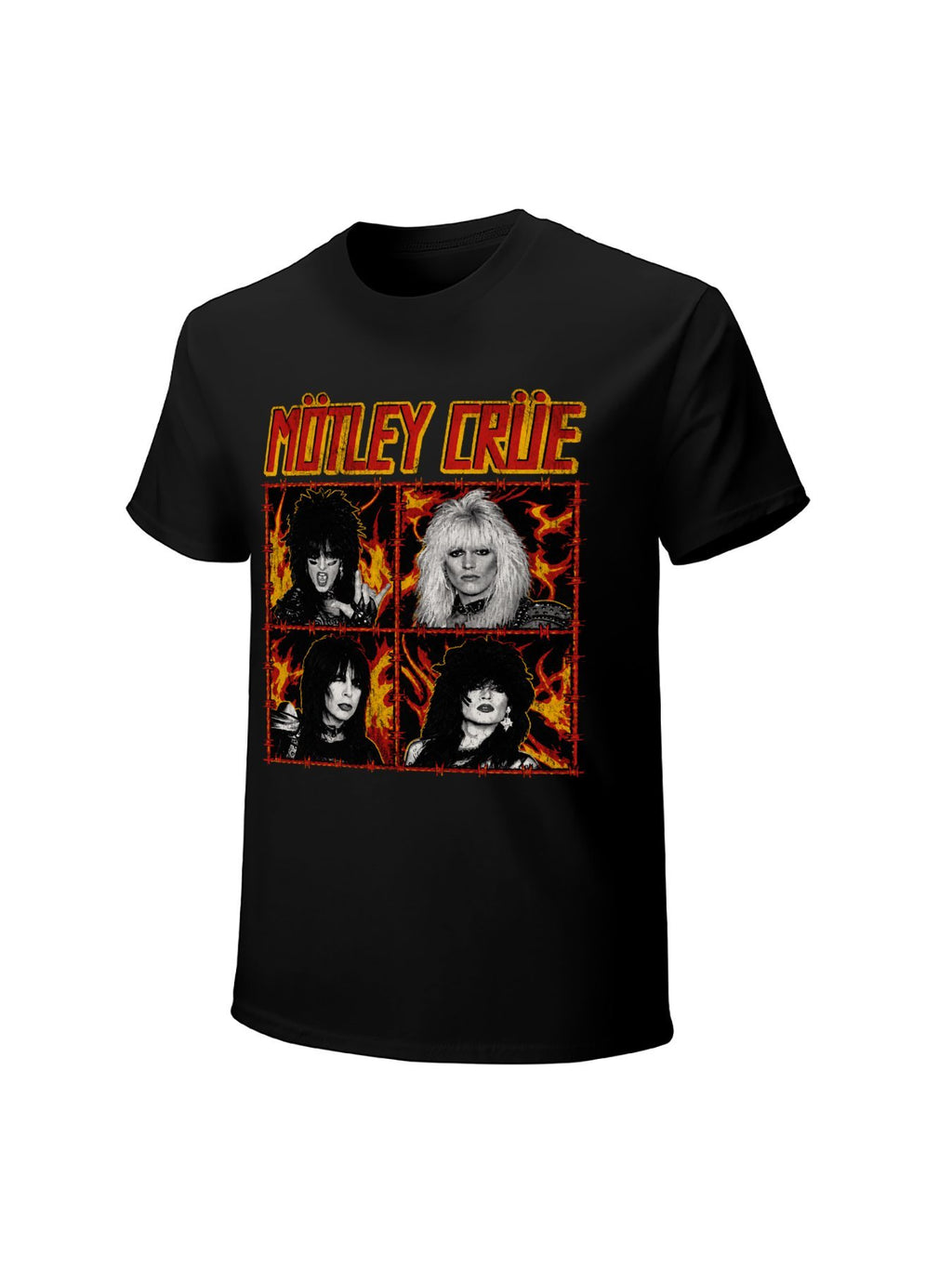 Mötley Crüe Flame Photo Grid Graphic T-Shirt