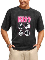 KISS Pink Logo Face Icons Graphic T-Shirt