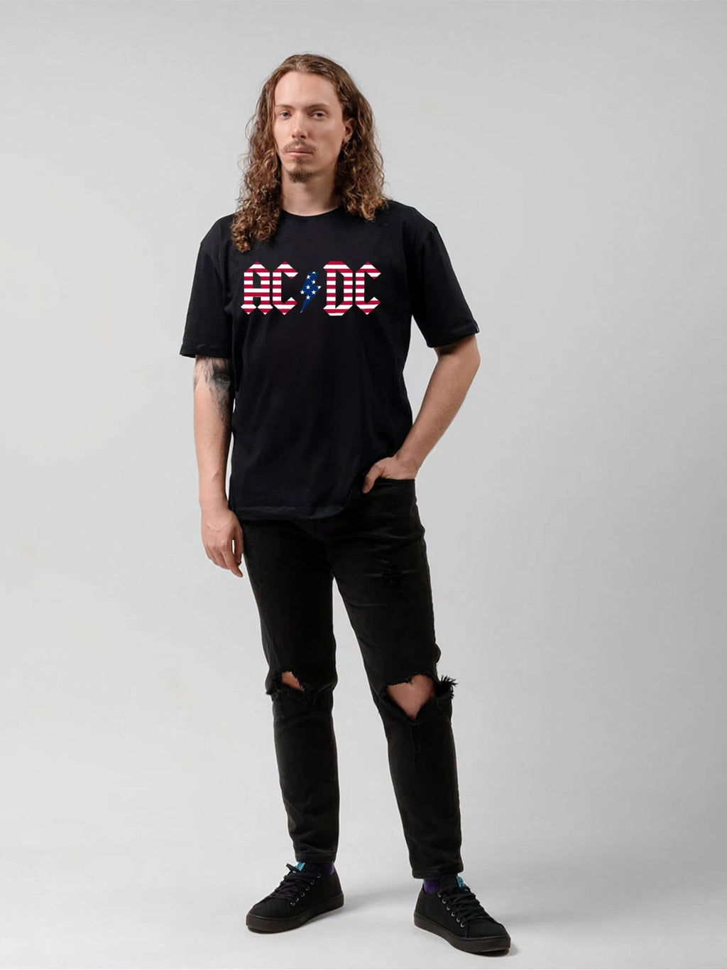 AC/DC American Flag Logo Graphic T-Shirt