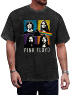 Vintage Washed Pink Floyd Prism Band Portrait Graphic T-Shirt