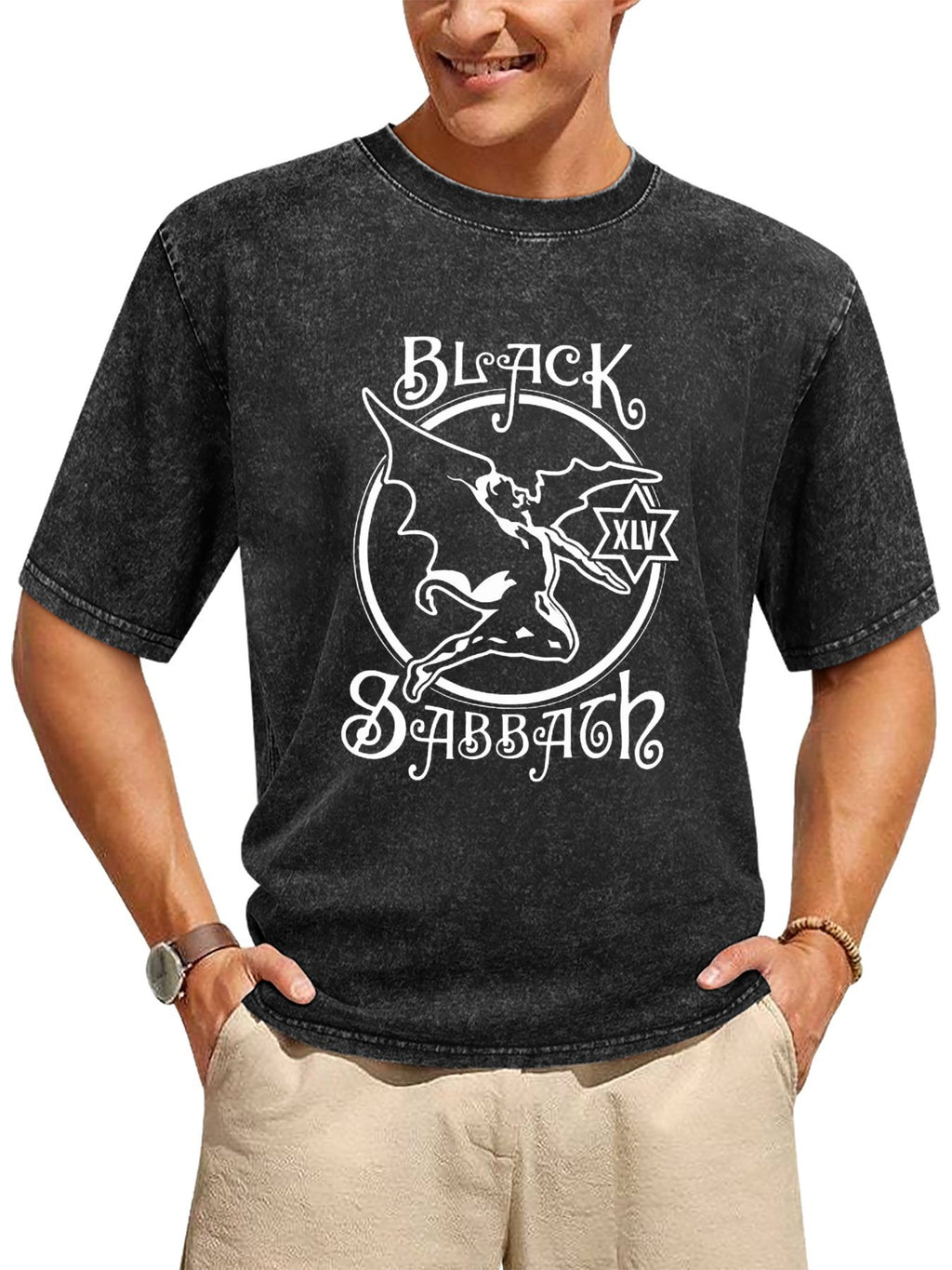 Vintage Washed Black Sabbath Winged Demon Graphic T-Shirt