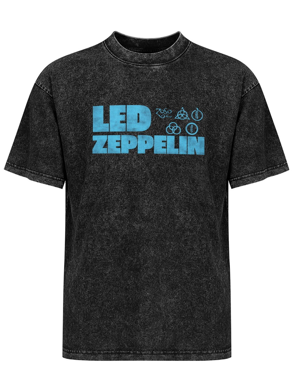Led Zeppelin Blue Logo and Symbols Graphic T-Shirt