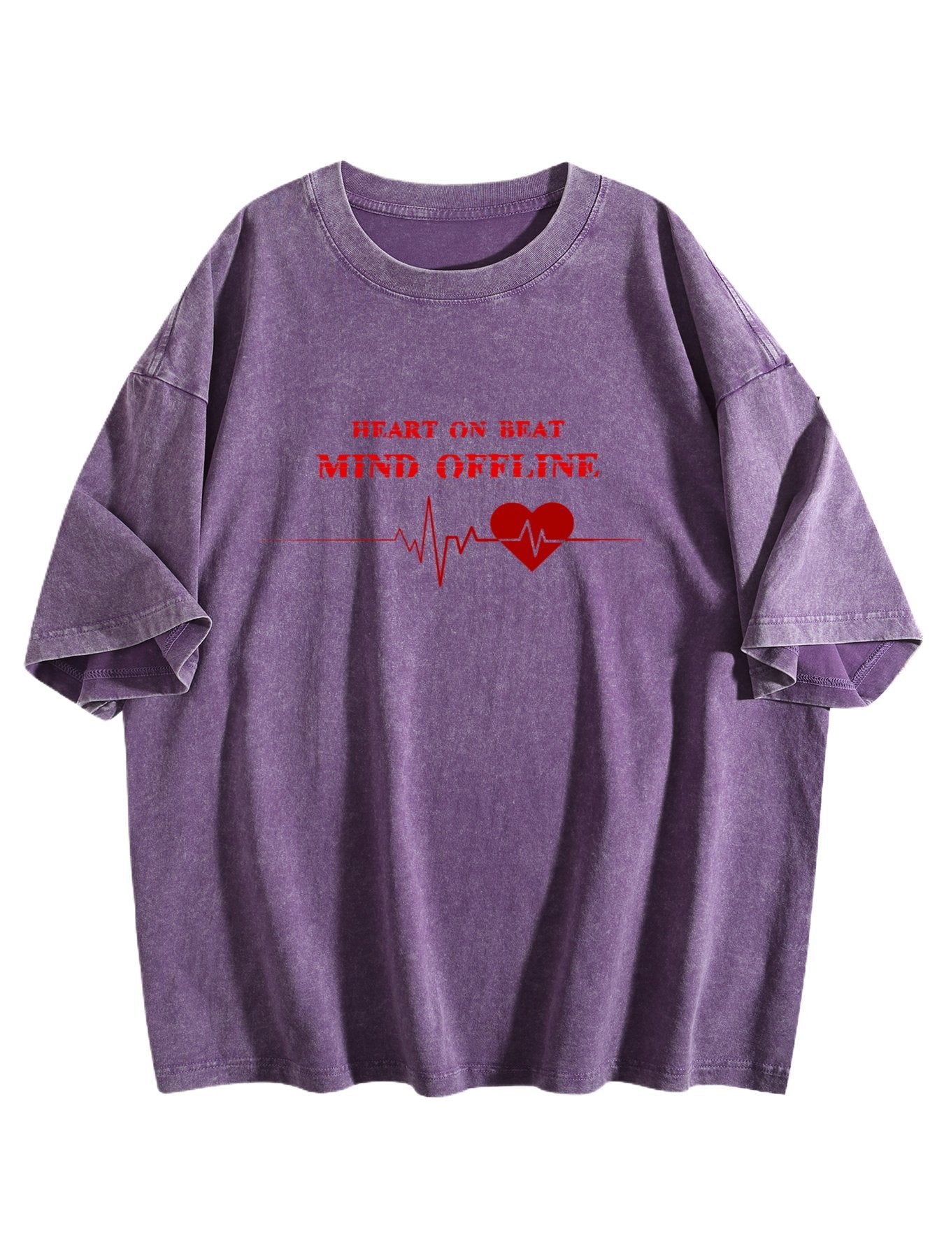 Heart on Beat Mind Offline Graphic Washed T-Shirt