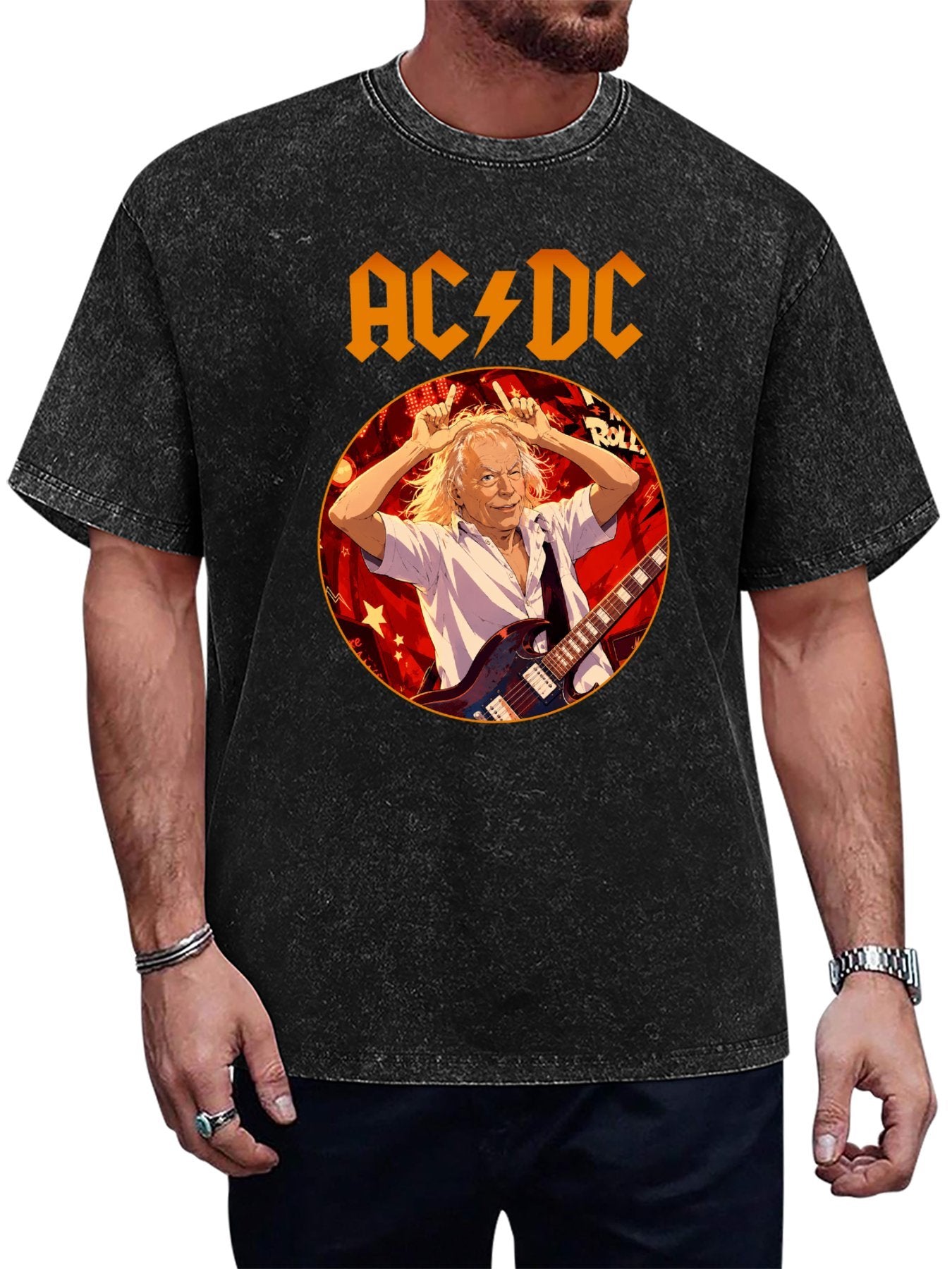 AC/DC Vintage Rock Guitarist Graphic T-Shirt